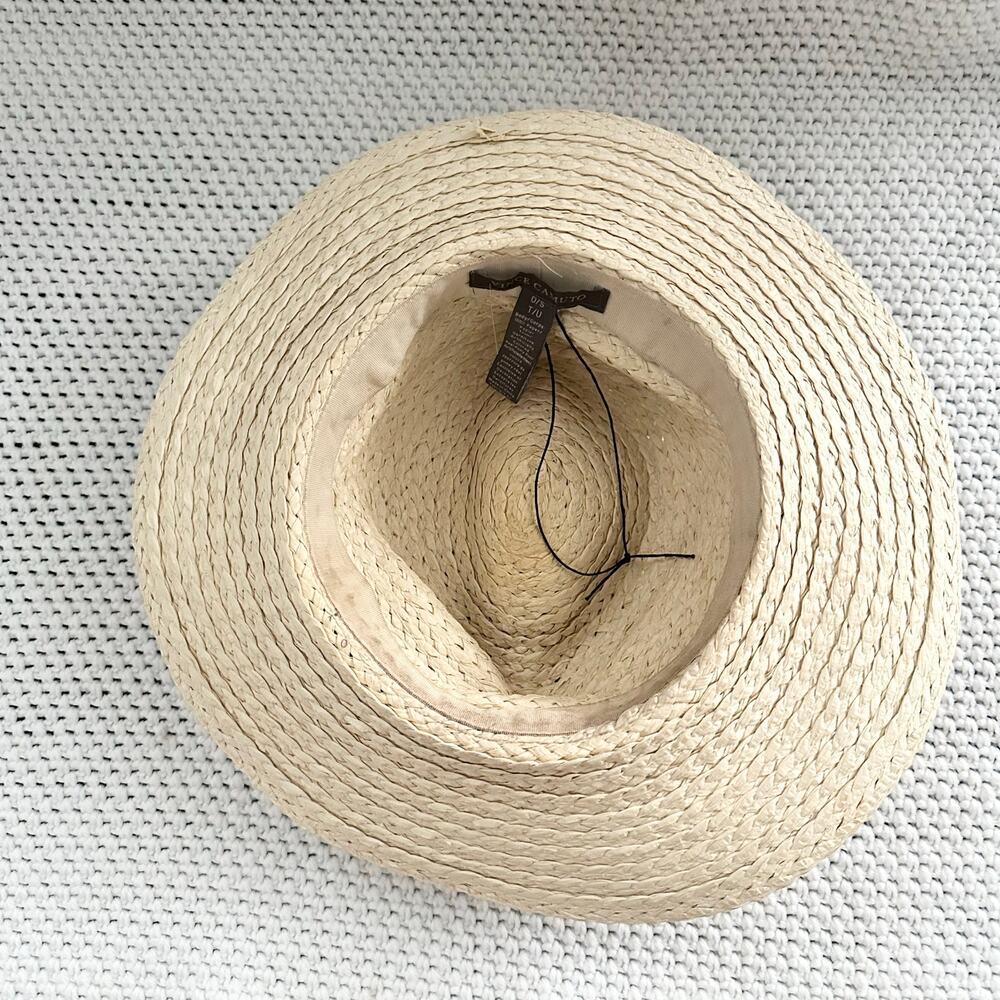 Vince Camuto Beige Straw Leopard Pony Hair Band Summer Hat Floppy Panama OS - Picture 5 of 10